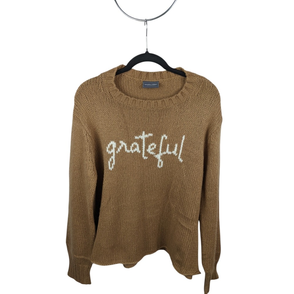Wooden Ships Grateful Sweater Womens M Brown Mohair Wool Chunky Knit Pullover